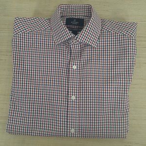 Buttoned Down Brand Men's Red-White-Blue Checkered Dress Shirt